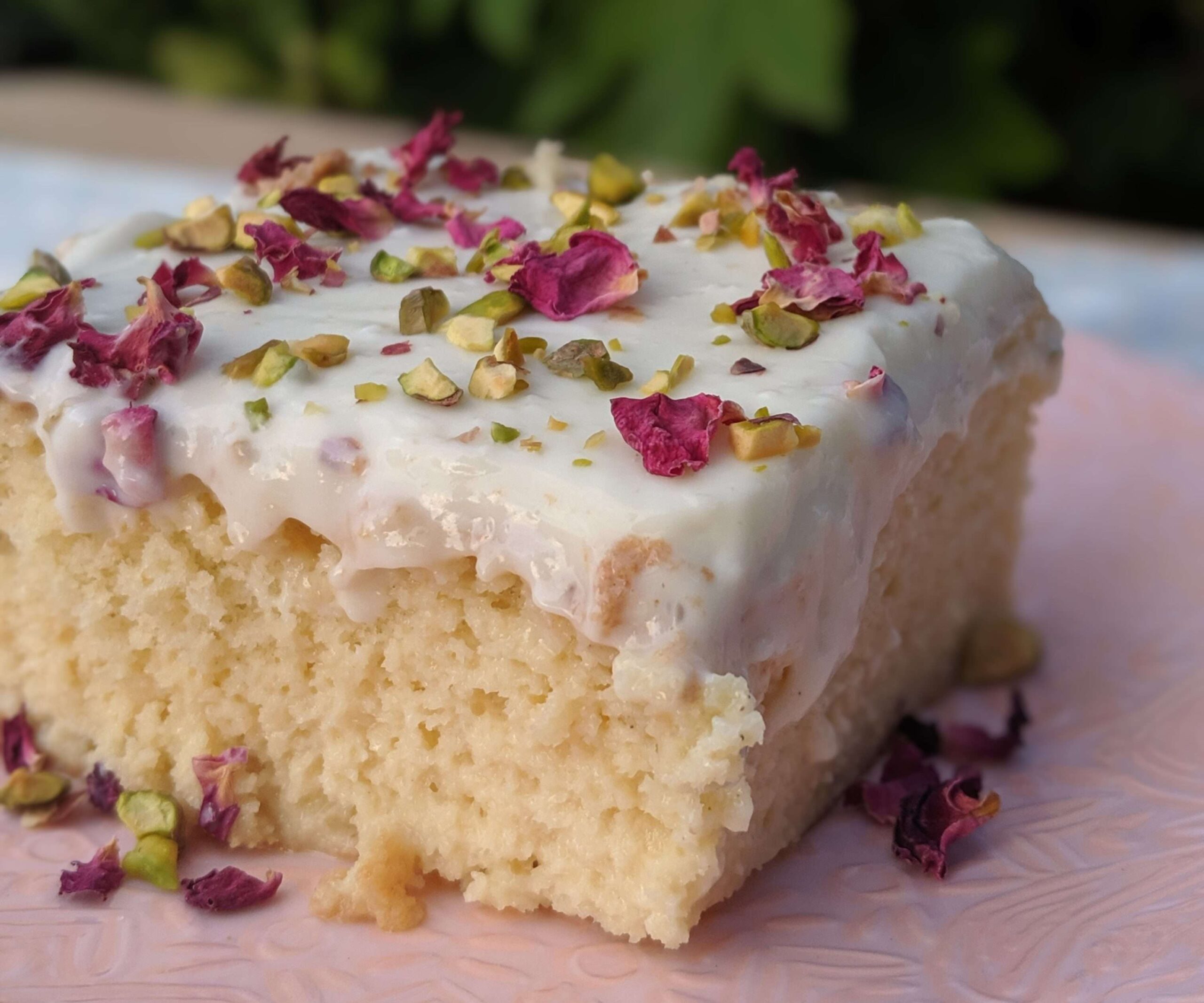 Rose cardamom tres leches cake