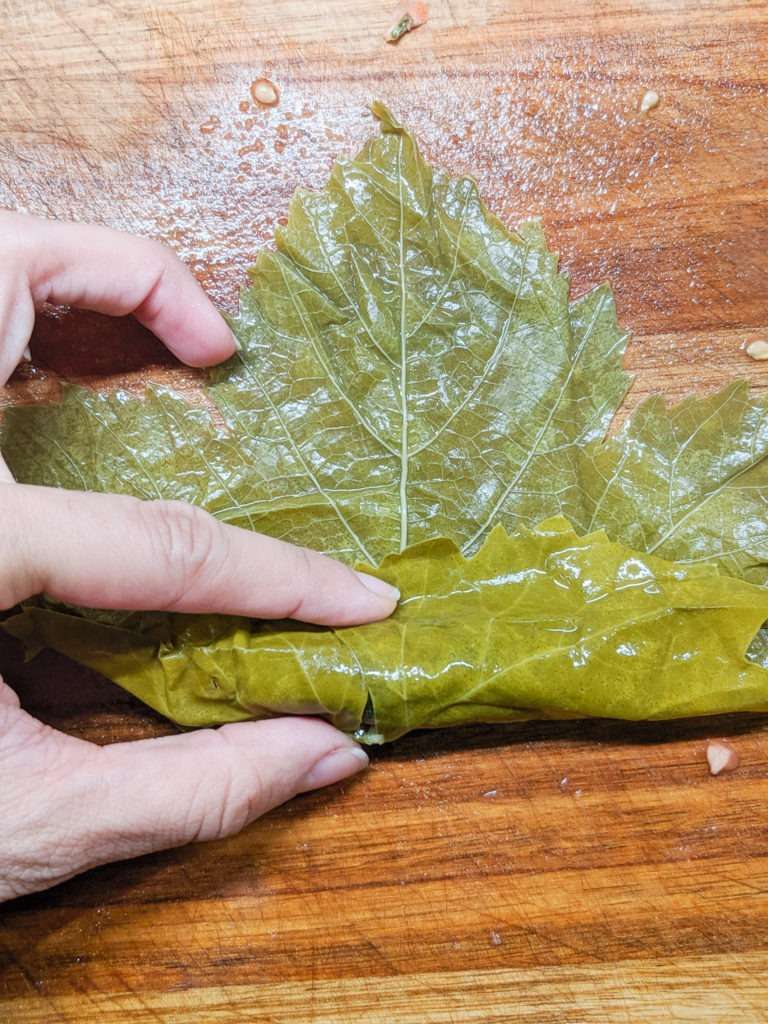 stuffing grape leaves