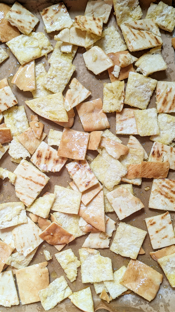 Pita pieces tossed in olive oil and salt
