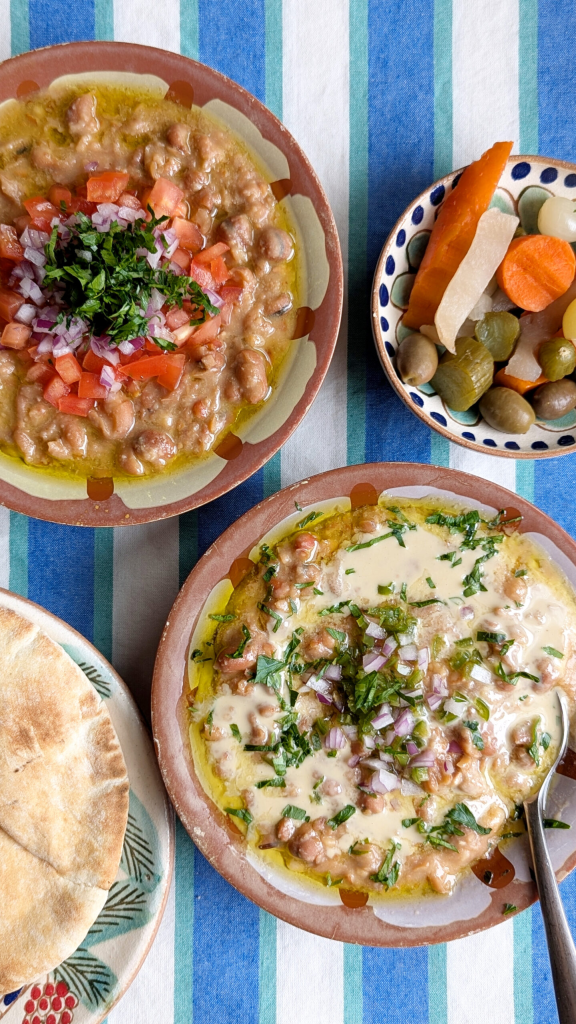 Ful medames breakfast spread