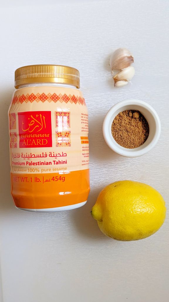 Main ingredients for tahina sauce