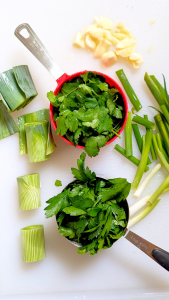 Wash, trim and roughly chop your greens
