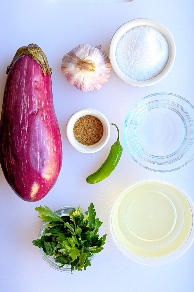Ingredients for Egyptian pickled eggplant